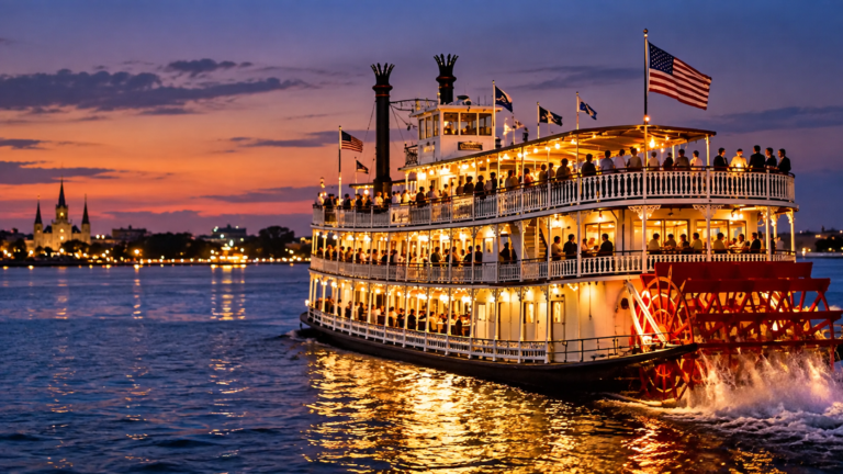 Riverboat cruise at sunset on the final evening