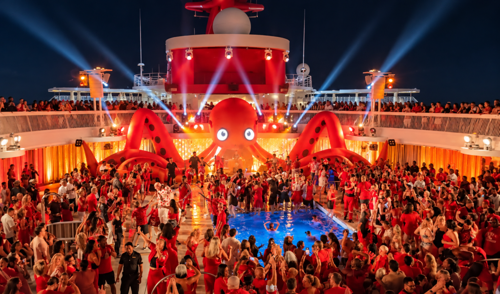 Private pool party on a cruise ship deck